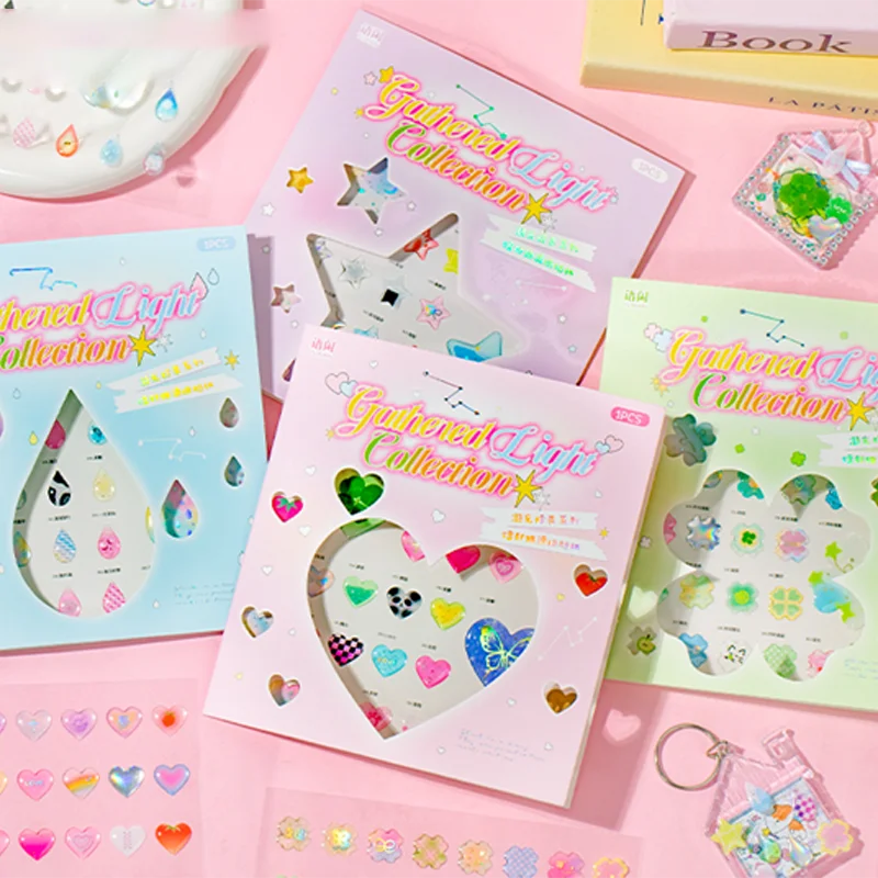Mr Paper PET Holographic Silver Resin Coated Sticker Single Sheet Glitter Transparent Decal Planner Phone Case DIY Decoration