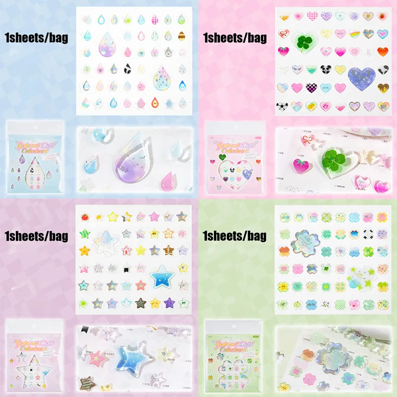 Mr Paper PET Holographic Silver Resin Coated Sticker Single Sheet Glitter Transparent Decal Planner Phone Case DIY Decoration