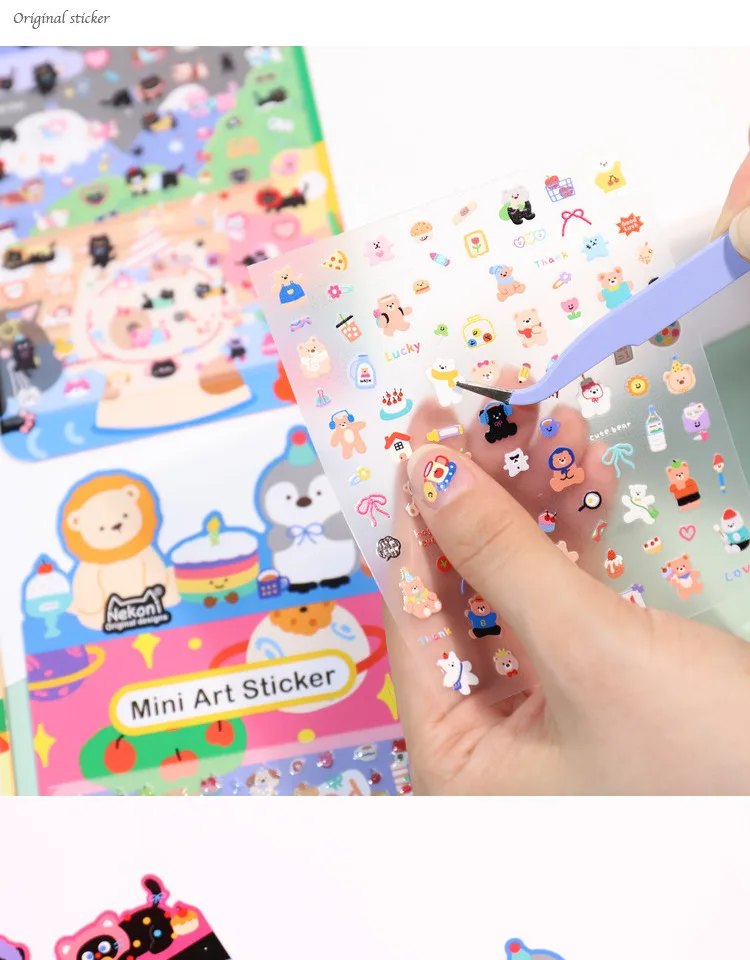 Korean Import NEKONI Mini Sweet Animals Cartoon Art Stickers Scrapbooking Diy Journaling Stationery School Nail Stickers