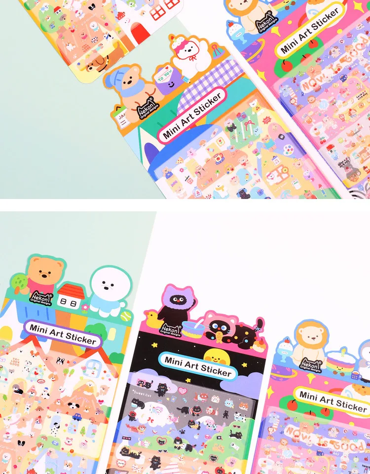 Korean Import NEKONI Mini Sweet Animals Cartoon Art Stickers Scrapbooking Diy Journaling Stationery School Nail Stickers