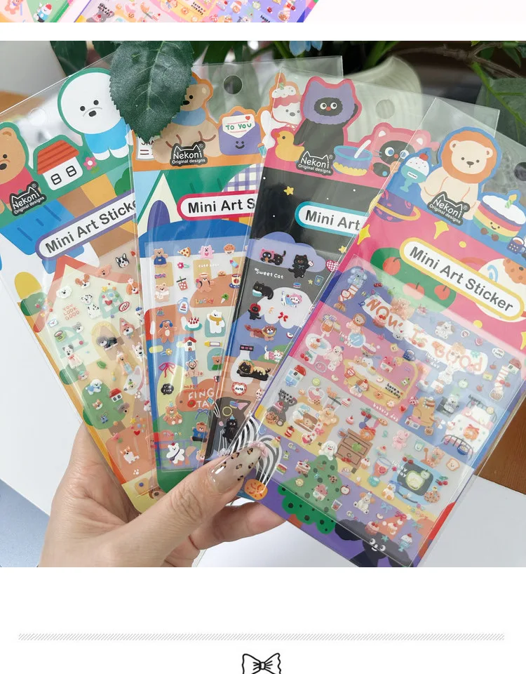 Korean Import NEKONI Mini Sweet Animals Cartoon Art Stickers Scrapbooking Diy Journaling Stationery School Nail Stickers