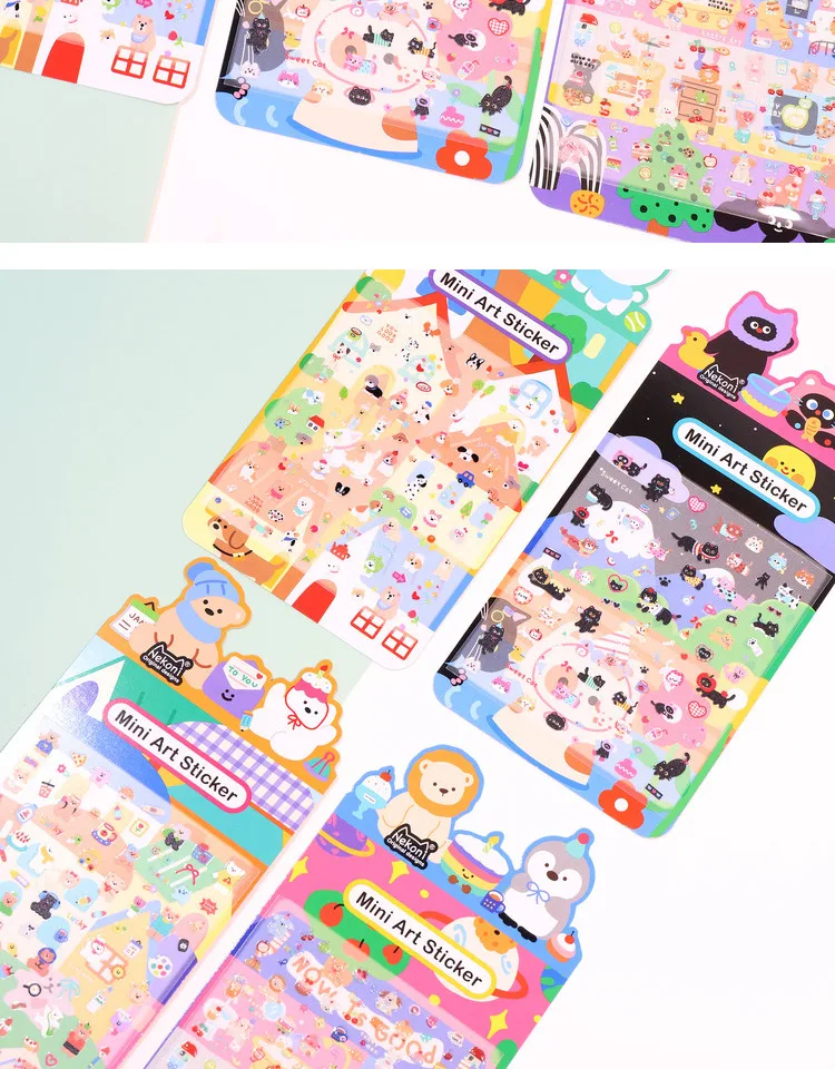 Korean Import NEKONI Mini Sweet Animals Cartoon Art Stickers Scrapbooking Diy Journaling Stationery School Nail Stickers