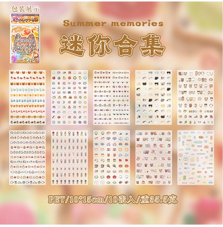 10sheets Kawaii Japanese Showa style glitter film PET die-cutting stickers DIY handmade scrapbook cute stationery stickers
