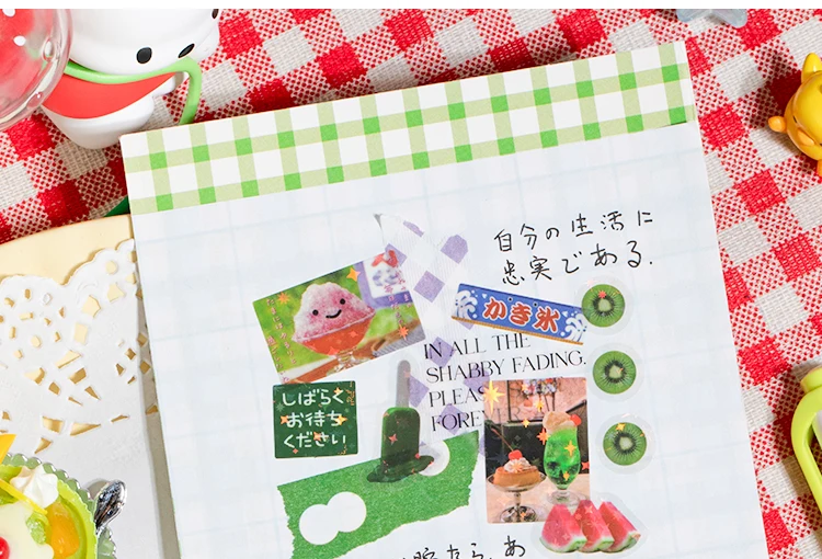 10sheets Kawaii Japanese Showa style glitter film PET die-cutting stickers DIY handmade scrapbook cute stationery stickers