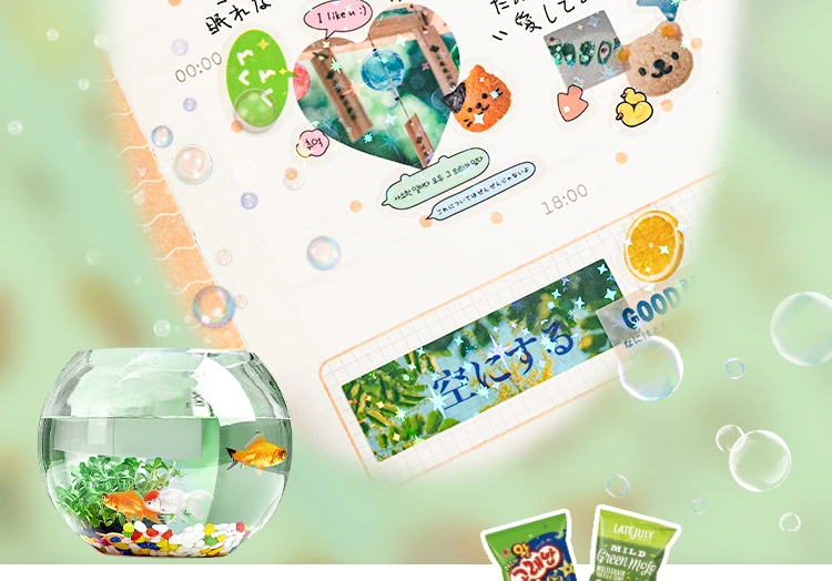 10sheets Kawaii Japanese Showa style glitter film PET die-cutting stickers DIY handmade scrapbook cute stationery stickers