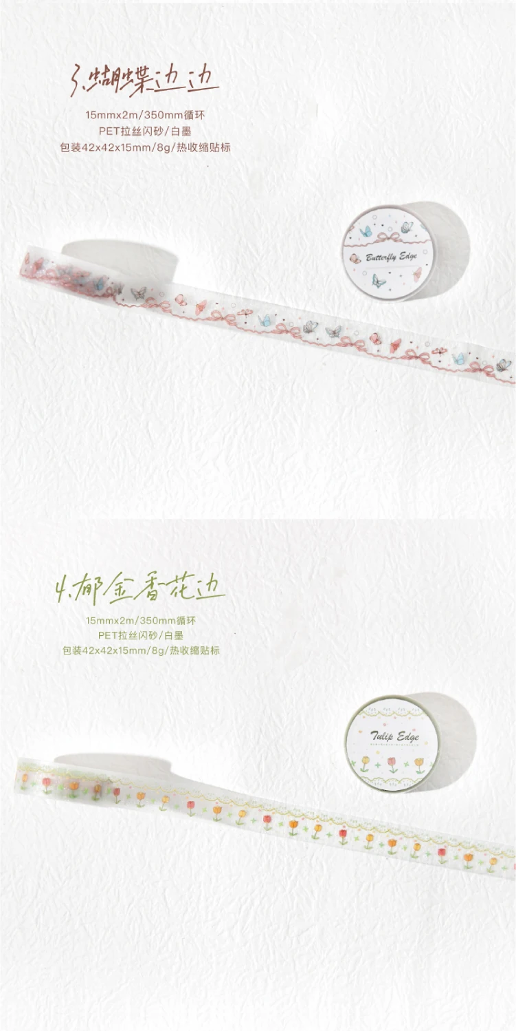 Journal GO 1.5x200cm Fantasy Lace Original Lace Trim PET Tape DIY Scrapbook Card Journaling Planner Decorative Masking Tape