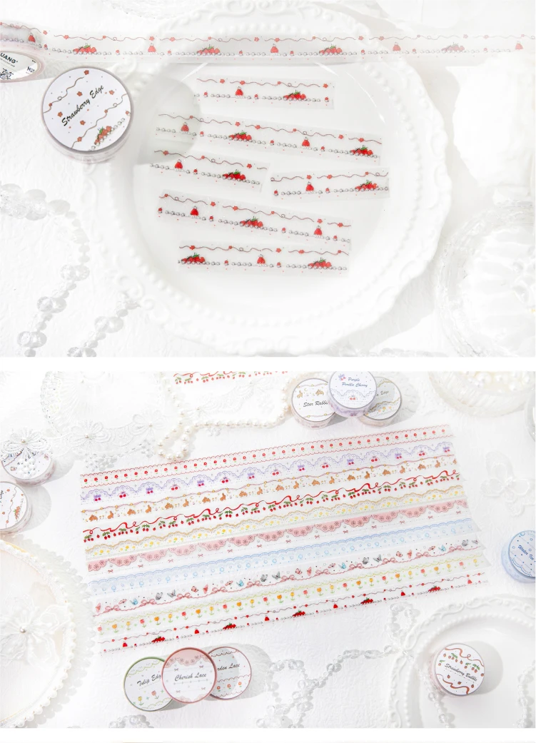 Journal GO 1.5x200cm Fantasy Lace Original Lace Trim PET Tape DIY Scrapbook Card Journaling Planner Decorative Masking Tape