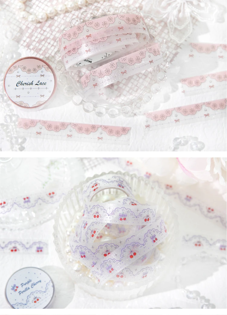 Journal GO 1.5x200cm Fantasy Lace Original Lace Trim PET Tape DIY Scrapbook Card Journaling Planner Decorative Masking Tape