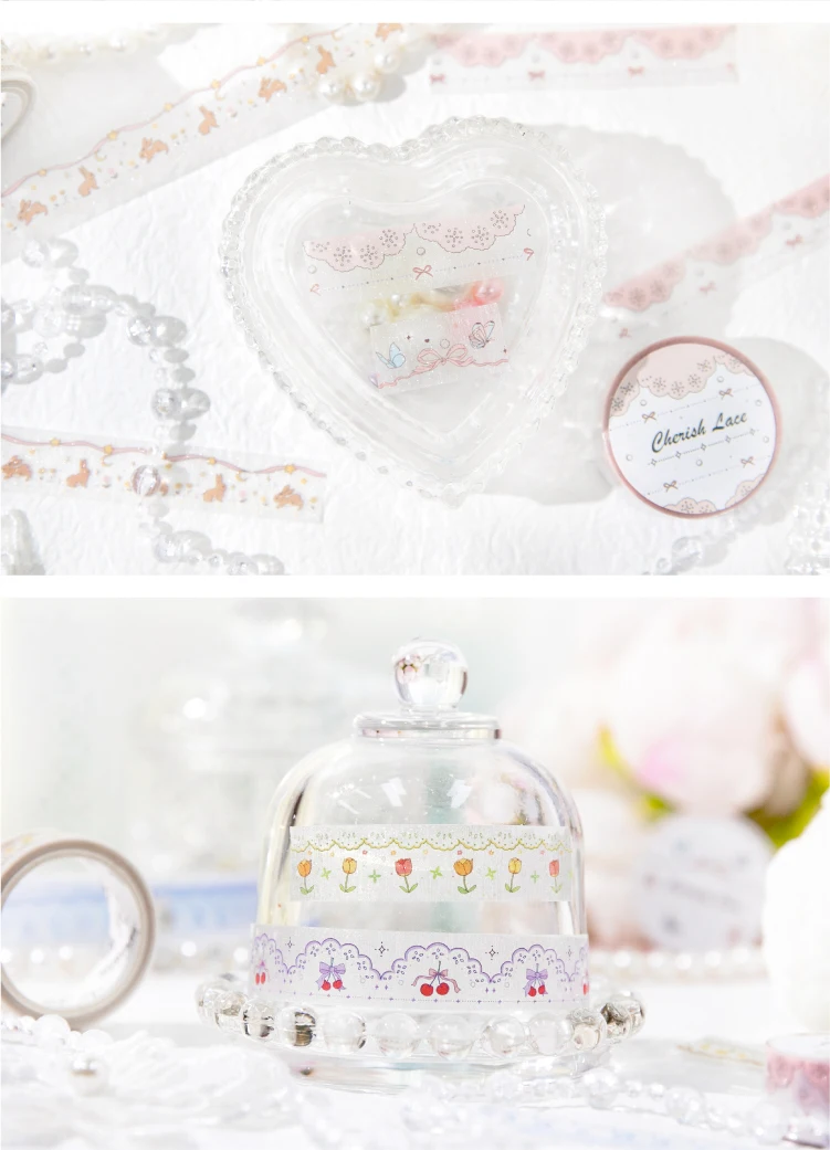 Journal GO 1.5x200cm Fantasy Lace Original Lace Trim PET Tape DIY Scrapbook Card Journaling Planner Decorative Masking Tape