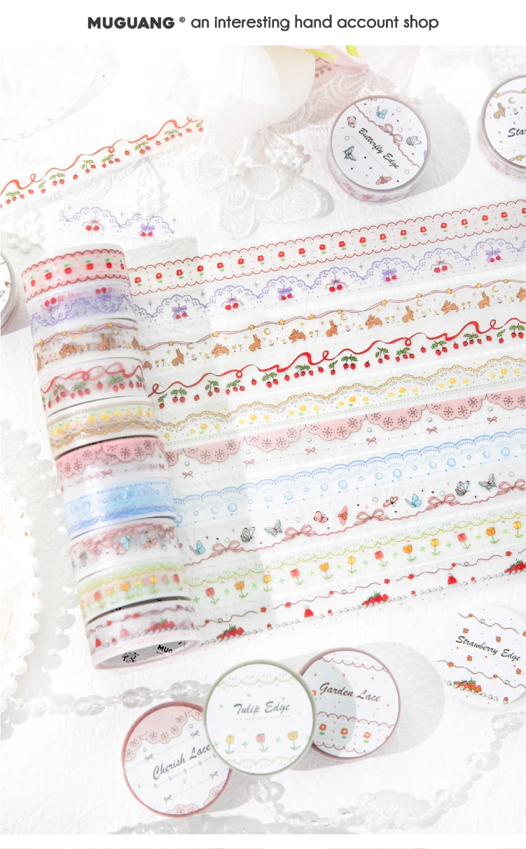 Journal GO 1.5x200cm Fantasy Lace Original Lace Trim PET Tape DIY Scrapbook Card Journaling Planner Decorative Masking Tape