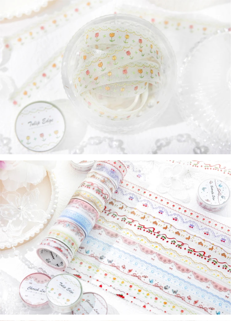 Journal GO 1.5x200cm Fantasy Lace Original Lace Trim PET Tape DIY Scrapbook Card Journaling Planner Decorative Masking Tape