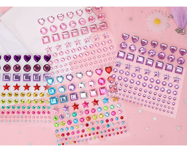 Shiny Diamond Sticker Acrylic Crystal Cute Stationery Colorful DIY Decoration Stickers Scrapbooking for Kids Girls