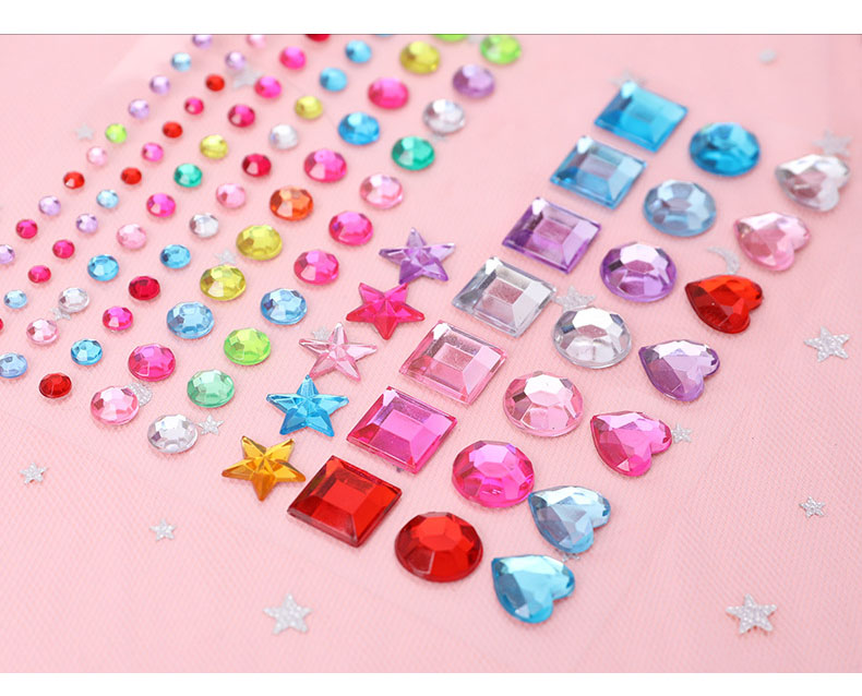 Shiny Diamond Sticker Acrylic Crystal Cute Stationery Colorful DIY Decoration Stickers Scrapbooking for Kids Girls