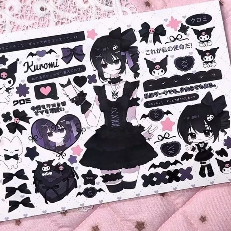 Korean Ins Cute Dark Girl Decorative Stickers Book Scrapbooking Phone Case DIY Journal Collage Material Sticker Gift