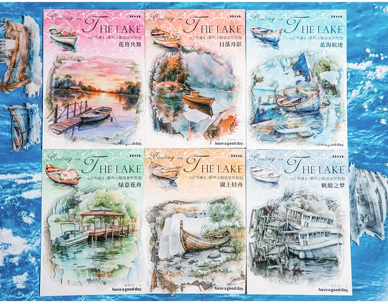 20pcs/1lot Kawaii Scrapbook Sticker canoeing on the lake Scrapbooking Supplies Planner Decorative Craft Stationery Sticker