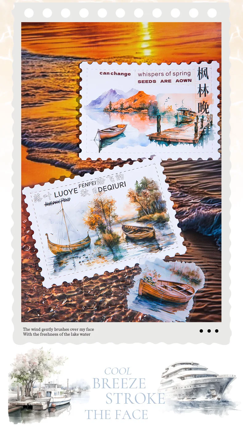 20pcs/1lot Kawaii Scrapbook Sticker canoeing on the lake Scrapbooking Supplies Planner Decorative Craft Stationery Sticker