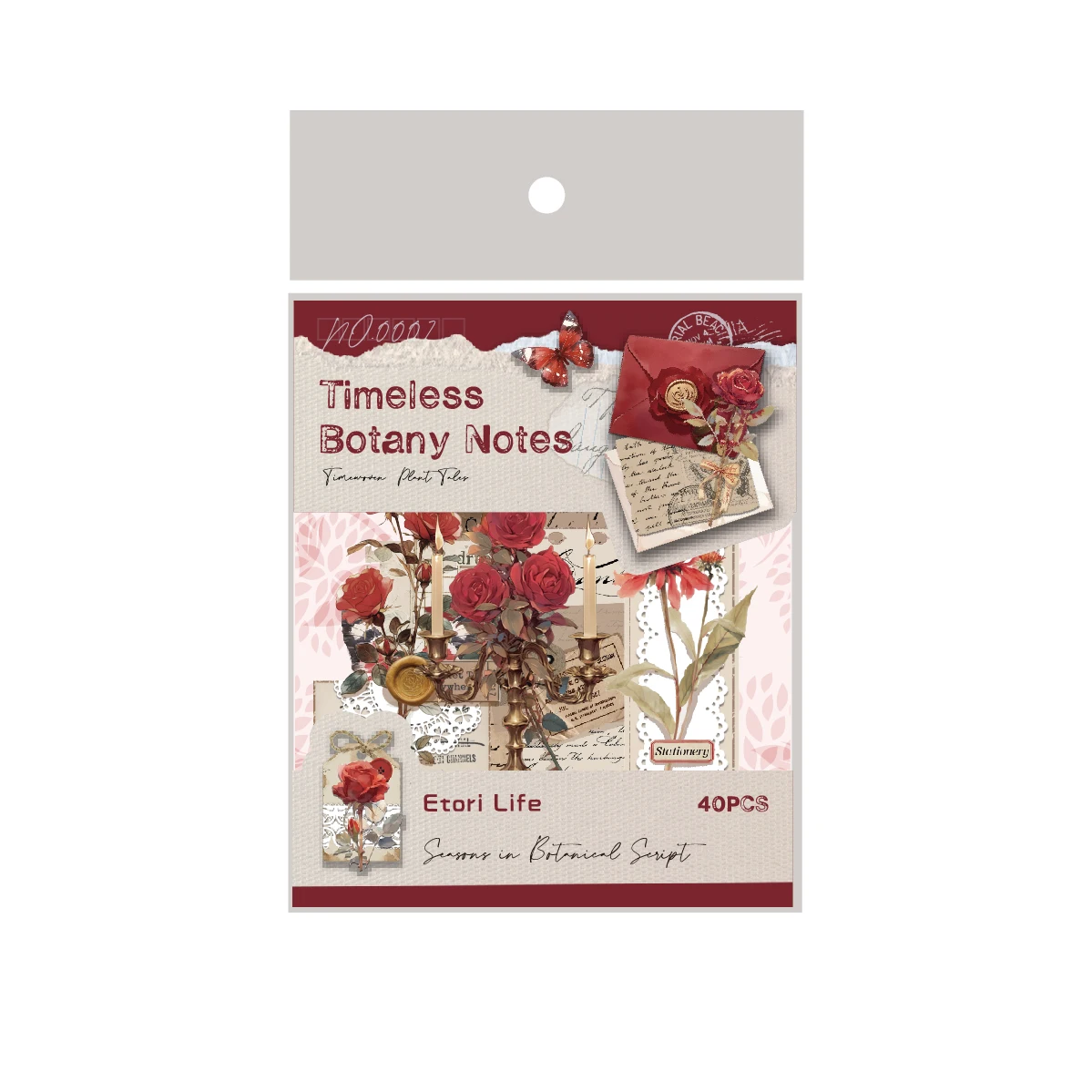 Etori Life Red Enchanting Rose Red Love Letter Vintage Journal Pattern Stickers for Scrapbooking Supplies, Photo Albums, Room Decoration, Envelopes, Magazines, Student Stationery, DIY Crafts, Children's Stickers, Die-Cut Crafts