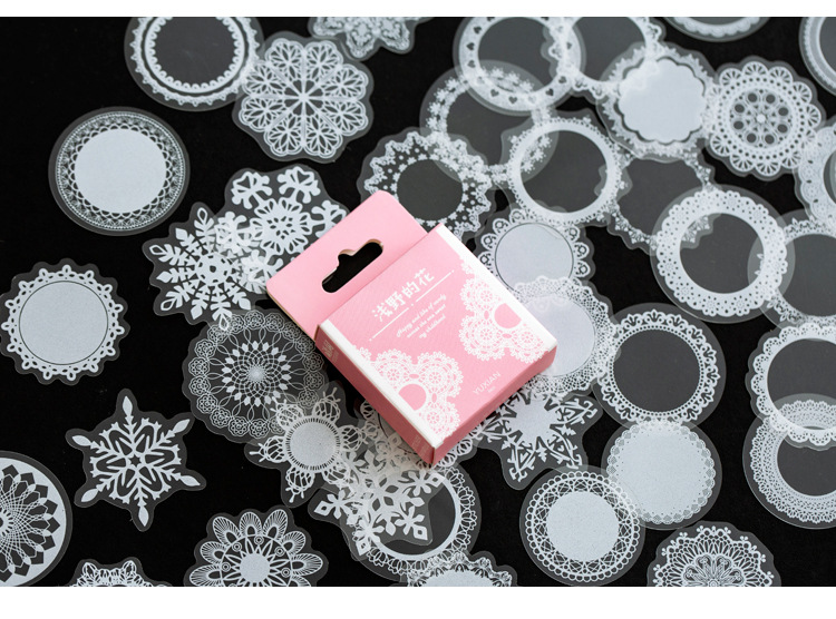 50pcs Kawaii Vintage Lace Flower Stationery Stickers Cute Girl DIY Craft Decorative Art Scrapbooking Album Supplies