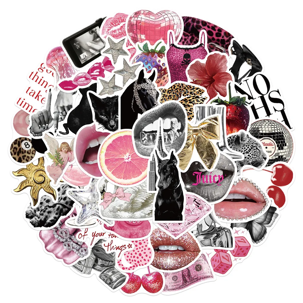 10/30/50PCS Sweet Cool Y2K Hot Girl Retro Punk Aesthetics Stickers Laptop Skateboard Scrapbooking Phone Luggage Sticker