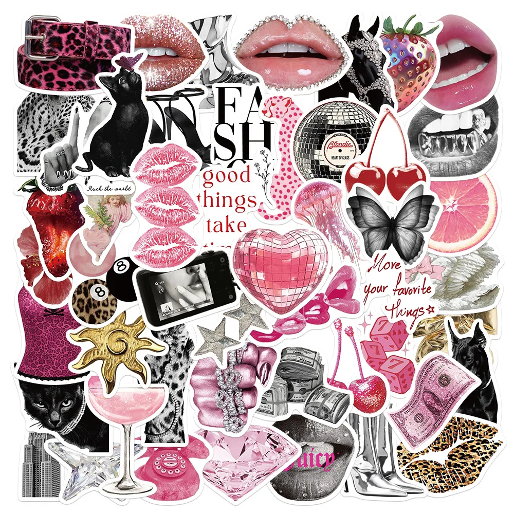 10/30/50PCS Sweet Cool Y2K Hot Girl Retro Punk Aesthetics Stickers Laptop Skateboard Scrapbooking Phone Luggage Sticker