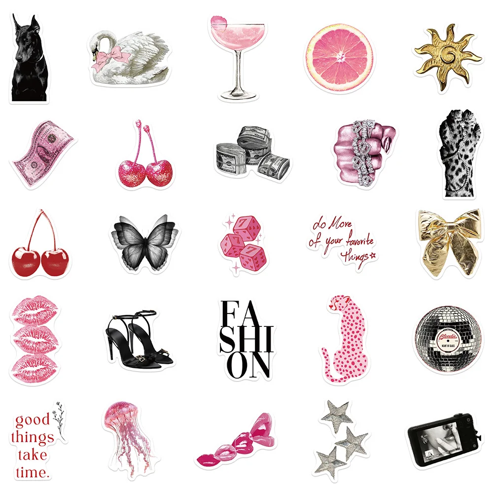 10/30/50PCS Sweet Cool Y2K Hot Girl Retro Punk Aesthetics Stickers Laptop Skateboard Scrapbooking Phone Luggage Sticker