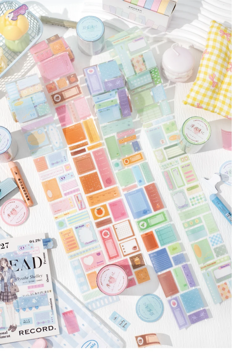 Journal GO 5x200cm Label Mark Daily PET Tape Vintage Stickers for Journal Scrapbooking Planner Decoration Masking Tape Sticker