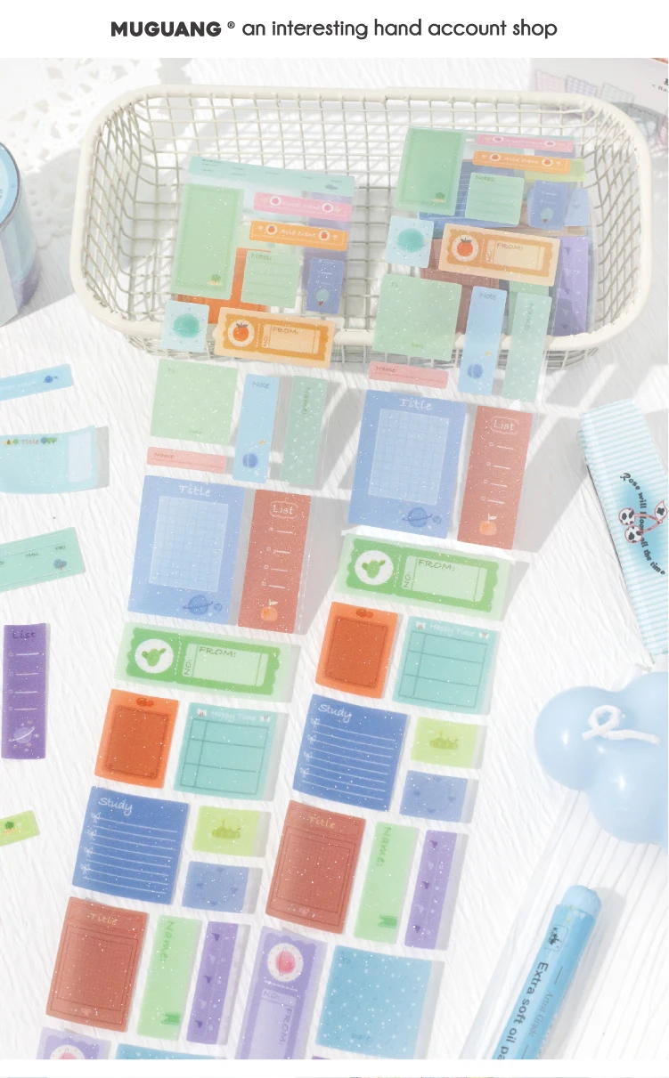 Journal GO 5x200cm Label Mark Daily PET Tape Vintage Stickers for Journal Scrapbooking Planner Decoration Masking Tape Sticker