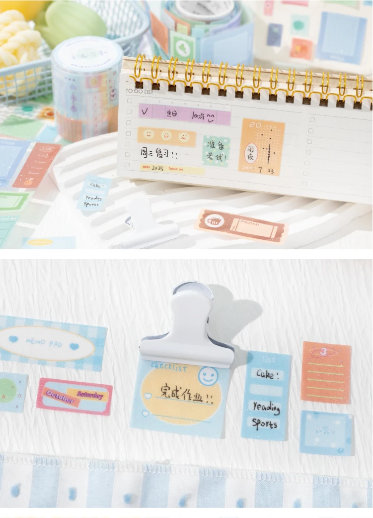 Journal GO 5x200cm Label Mark Daily PET Tape Vintage Stickers for Journal Scrapbooking Planner Decoration Masking Tape Sticker