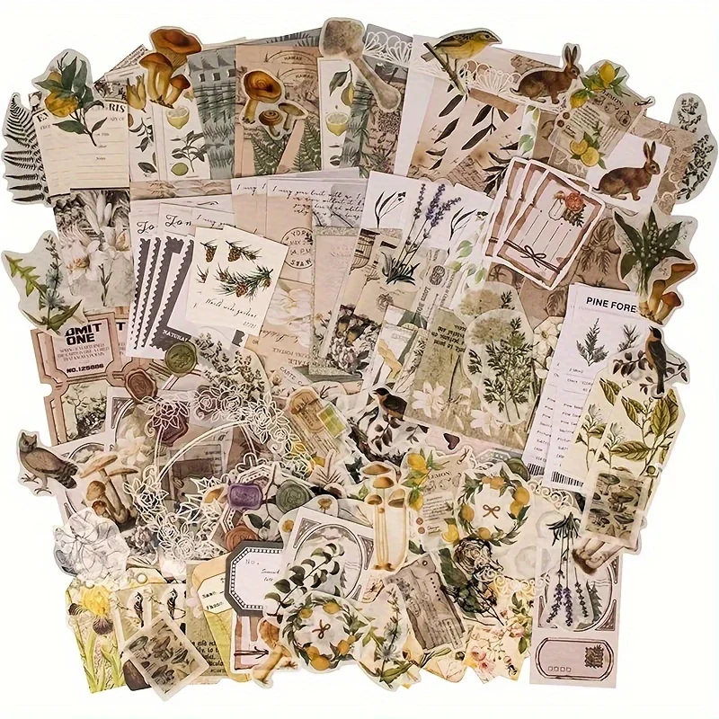1Style 260Pcs/bag Retro Literary Style Handbook Diary Decoration Stickers Handbook Material Big Gift Set