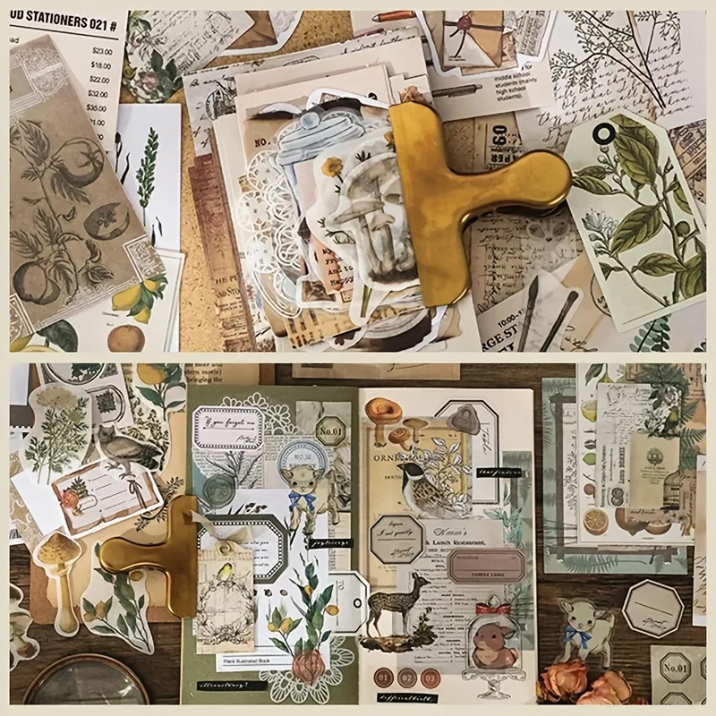 1Style 260Pcs/bag Retro Literary Style Handbook Diary Decoration Stickers Handbook Material Big Gift Set