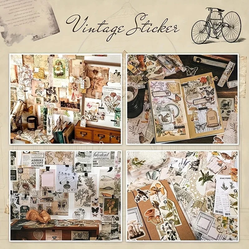 1Style 260Pcs/bag Retro Literary Style Handbook Diary Decoration Stickers Handbook Material Big Gift Set