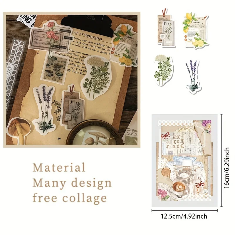 1Style 260Pcs/bag Retro Literary Style Handbook Diary Decoration Stickers Handbook Material Big Gift Set