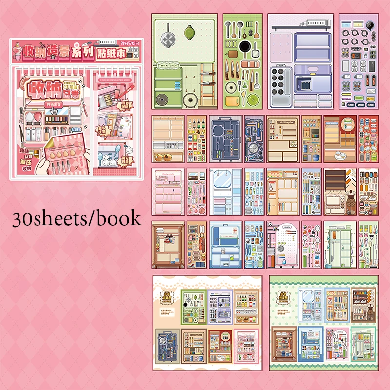 Mr. Paper 30pcs Organized Daily Sticker Book, Life Theme Journal Supplies, Multi-Function Collage Decor, Creative Stationery