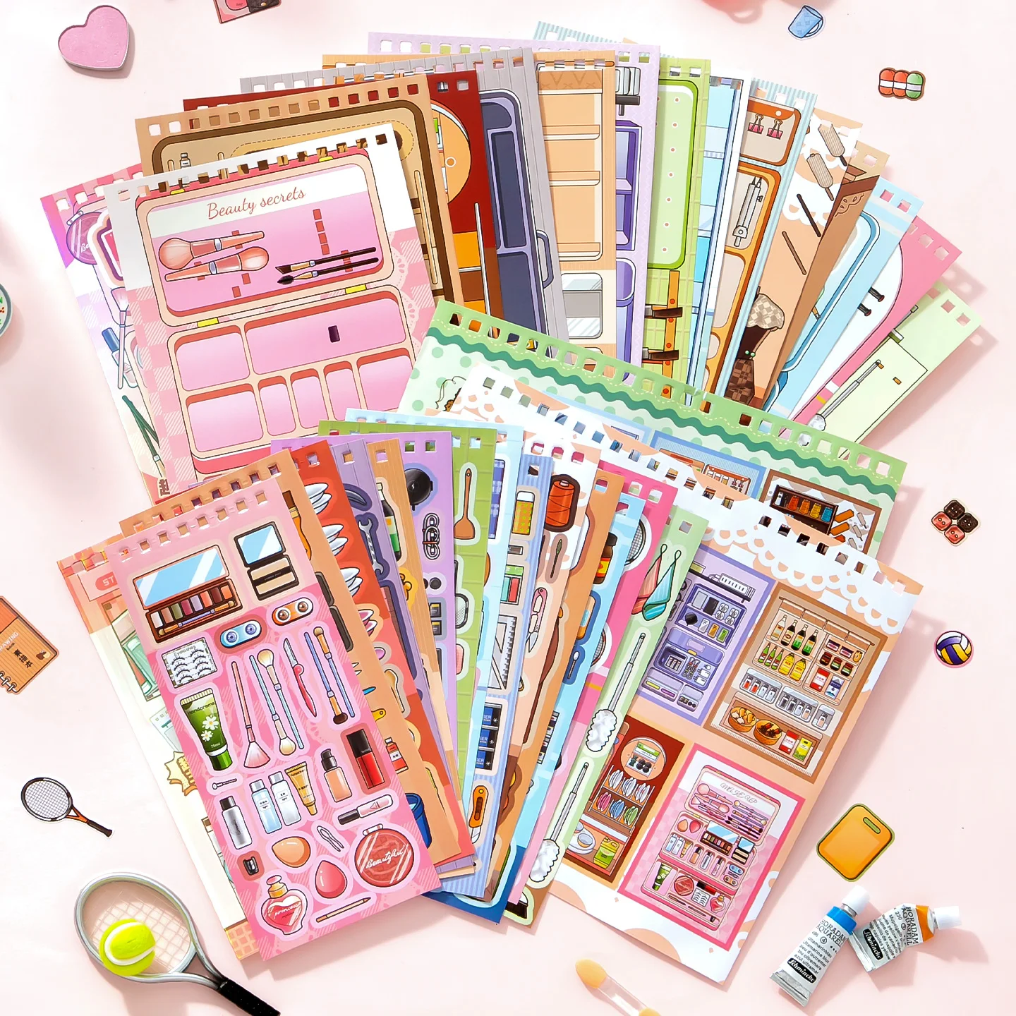 Mr. Paper 30pcs Organized Daily Sticker Book, Life Theme Journal Supplies, Multi-Function Collage Decor, Creative Stationery
