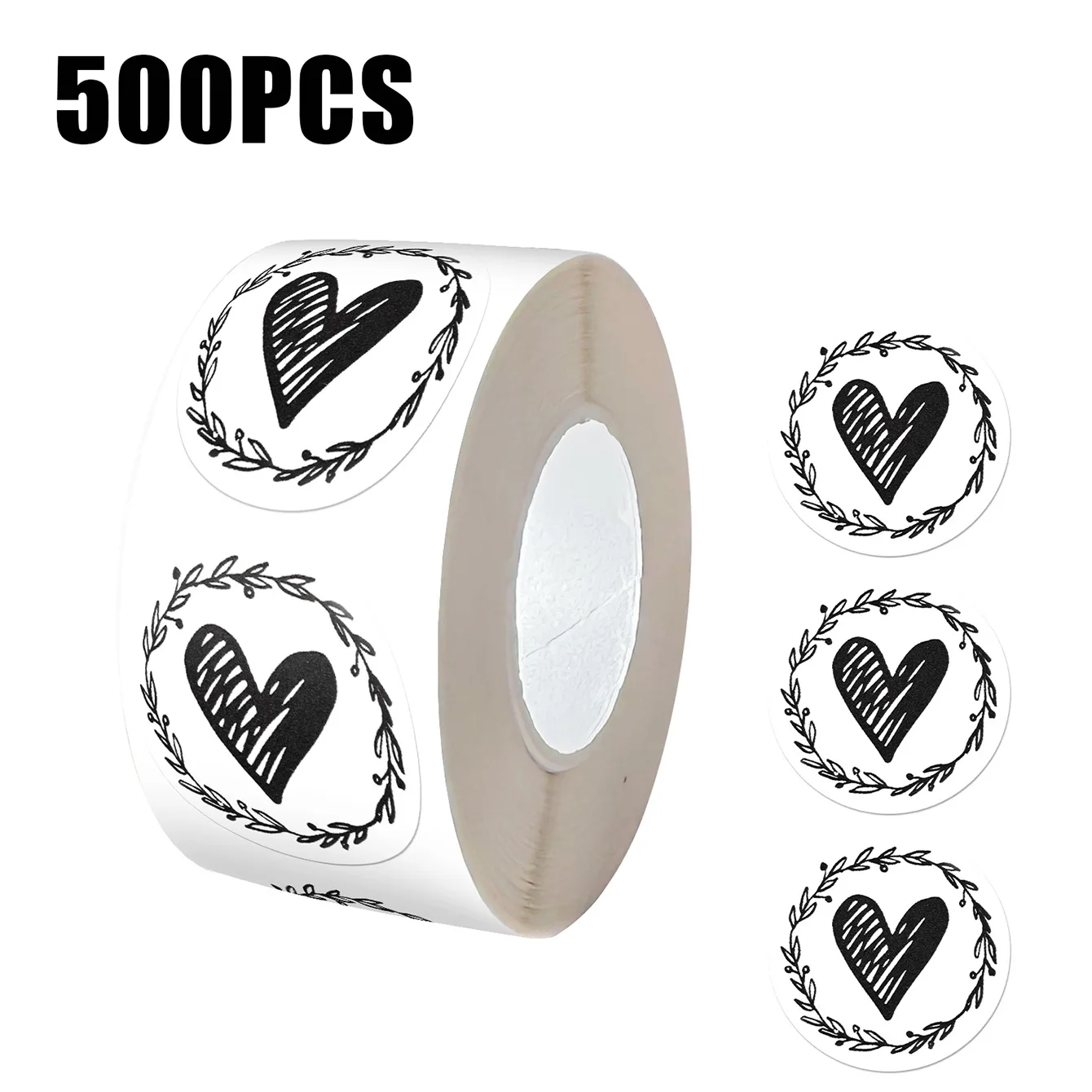 500pcs Heart Stickers 1 Inch Round Envelope Sealing Label for Wedding Party Invitation Card Gift Decor Tags