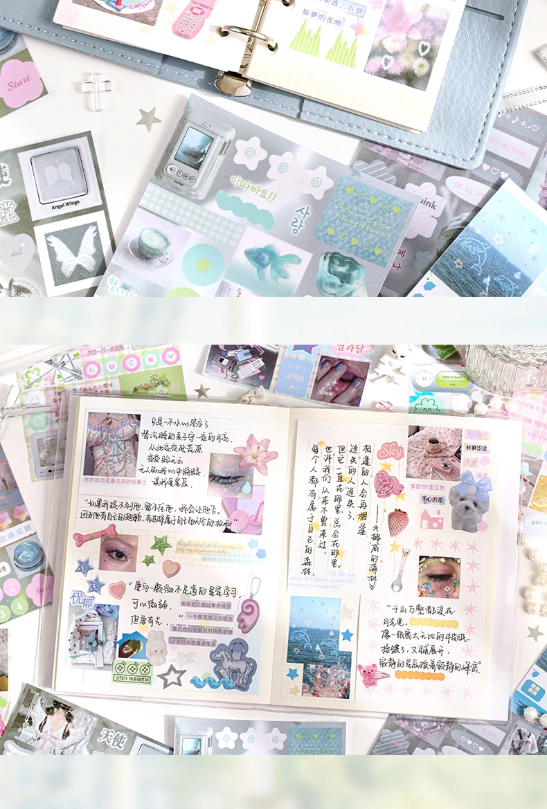 24/48 Sheets Die cut Stickers book Cartoon Aesthetics Decorative handmade Scrapbooking supplies Japanese Stationery Stickers