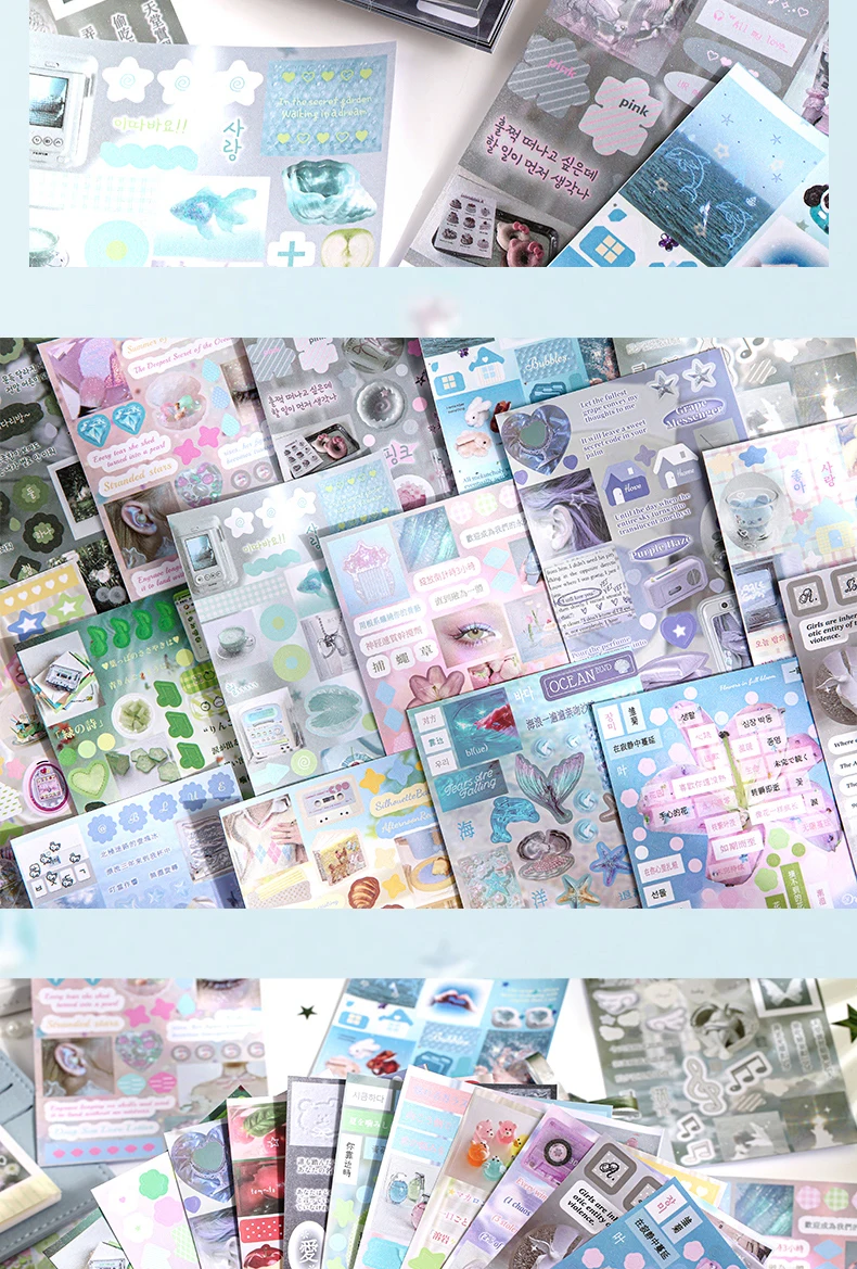 24/48 Sheets Die cut Stickers book Cartoon Aesthetics Decorative handmade Scrapbooking supplies Japanese Stationery Stickers