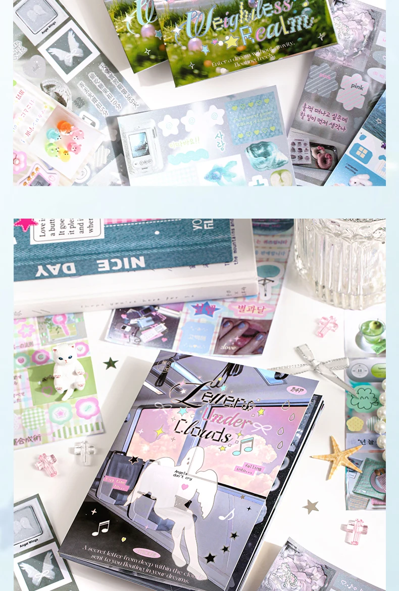24/48 Sheets Die cut Stickers book Cartoon Aesthetics Decorative handmade Scrapbooking supplies Japanese Stationery Stickers