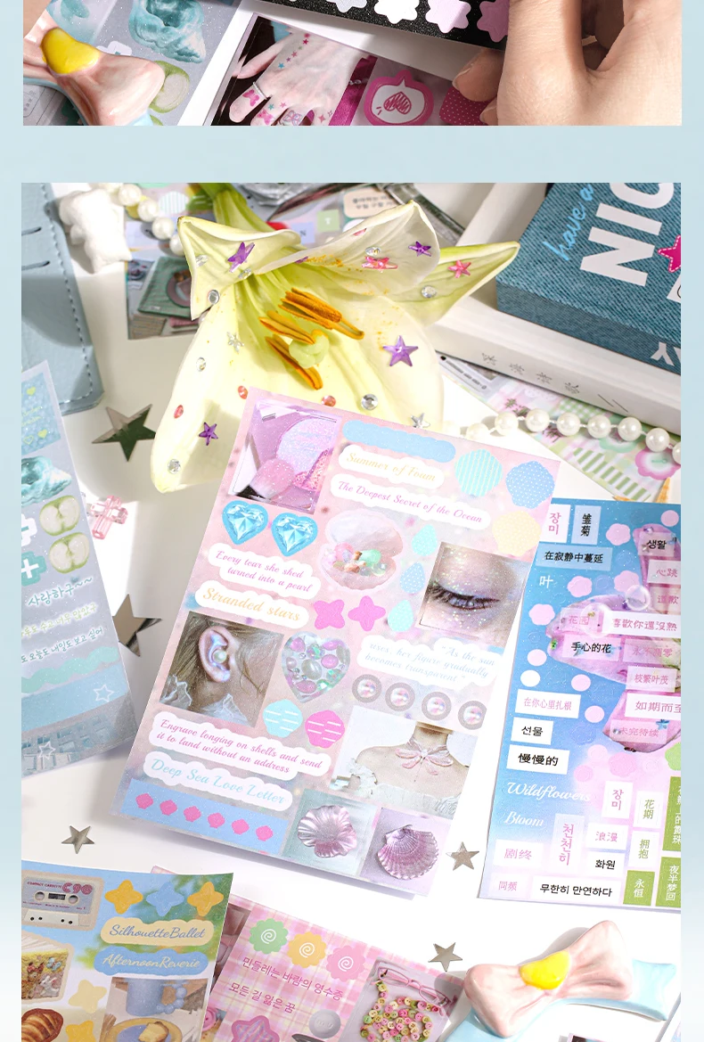 24/48 Sheets Die cut Stickers book Cartoon Aesthetics Decorative handmade Scrapbooking supplies Japanese Stationery Stickers