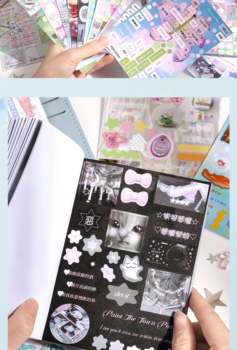 24/48 Sheets Die cut Stickers book Cartoon Aesthetics Decorative handmade Scrapbooking supplies Japanese Stationery Stickers