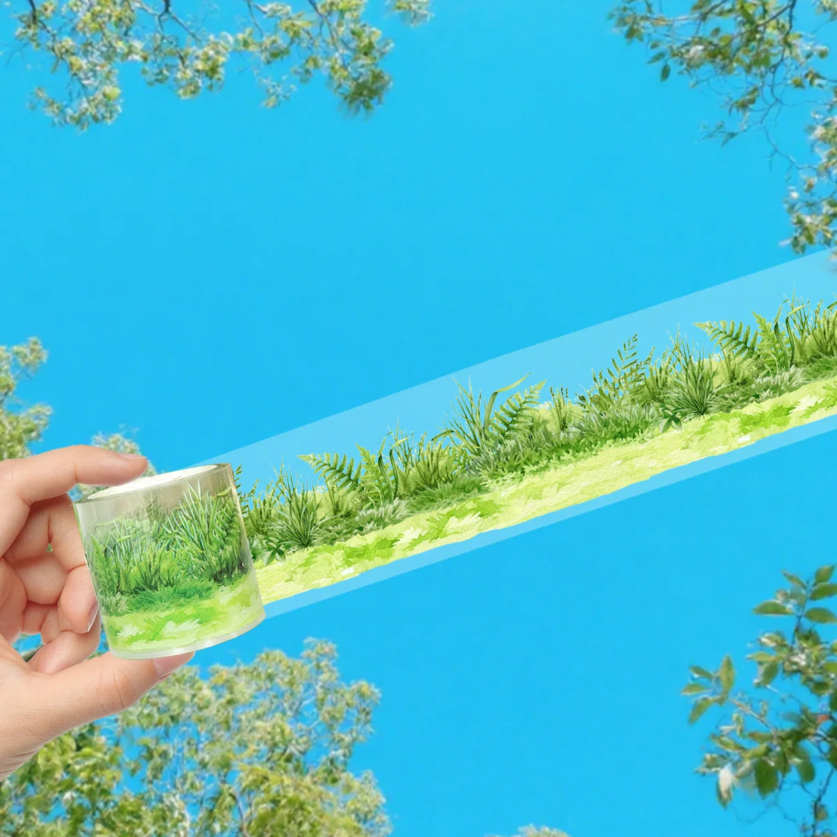 3.5*200cm PET Grass Plant Landscaping Tapes Stickers Scrapbooking Hand Account Adhesive Hand Made Diy Junk Journal Craft Supplie