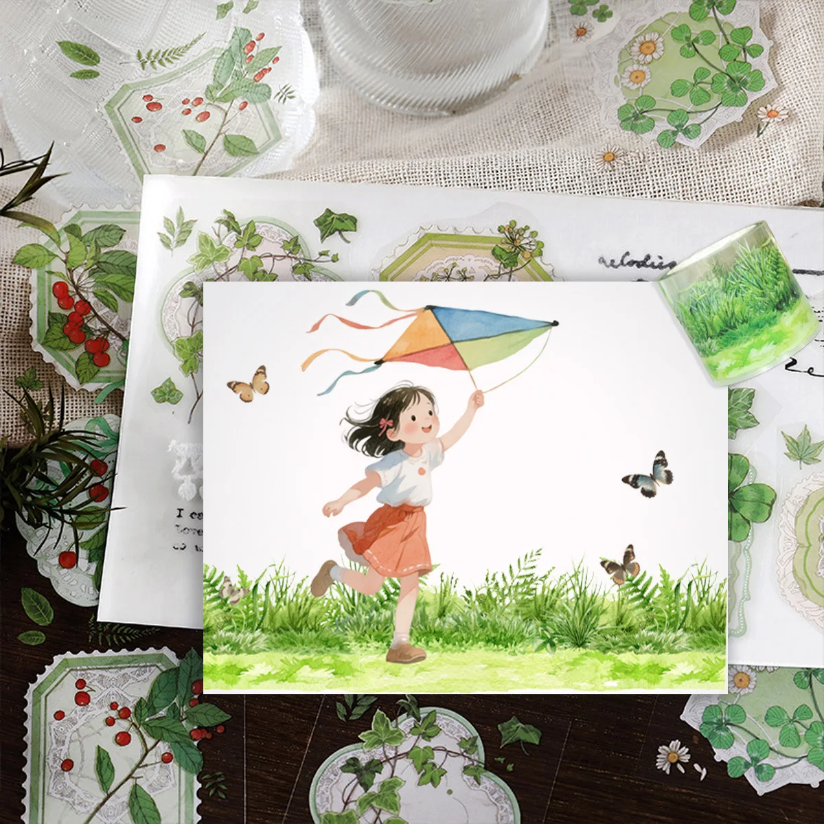 3.5*200cm PET Grass Plant Landscaping Tapes Stickers Scrapbooking Hand Account Adhesive Hand Made Diy Junk Journal Craft Supplie