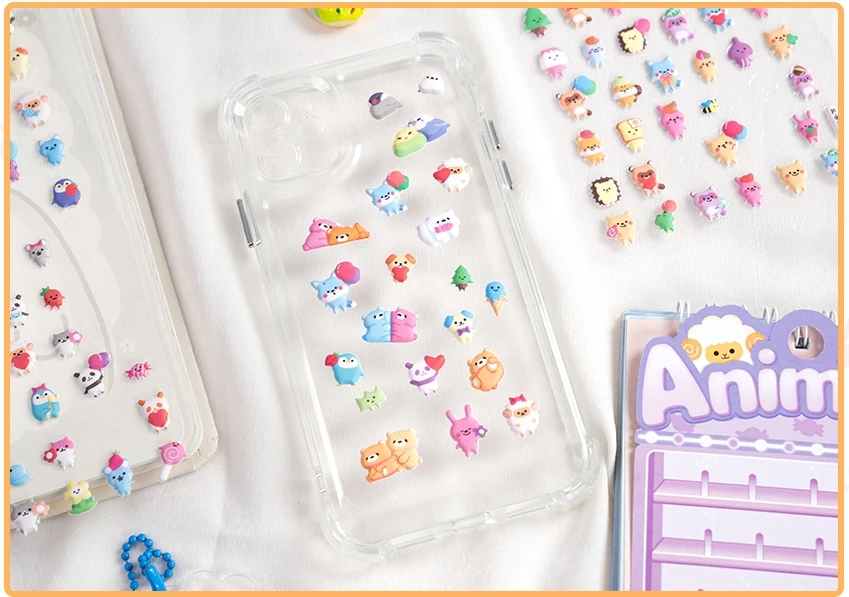 4 pcs/lot Happy Animals Party Kawaii 3D Stickers Scrapbooking DIY Journal Stationery Sticker Decor Aesthetic Art Supplies