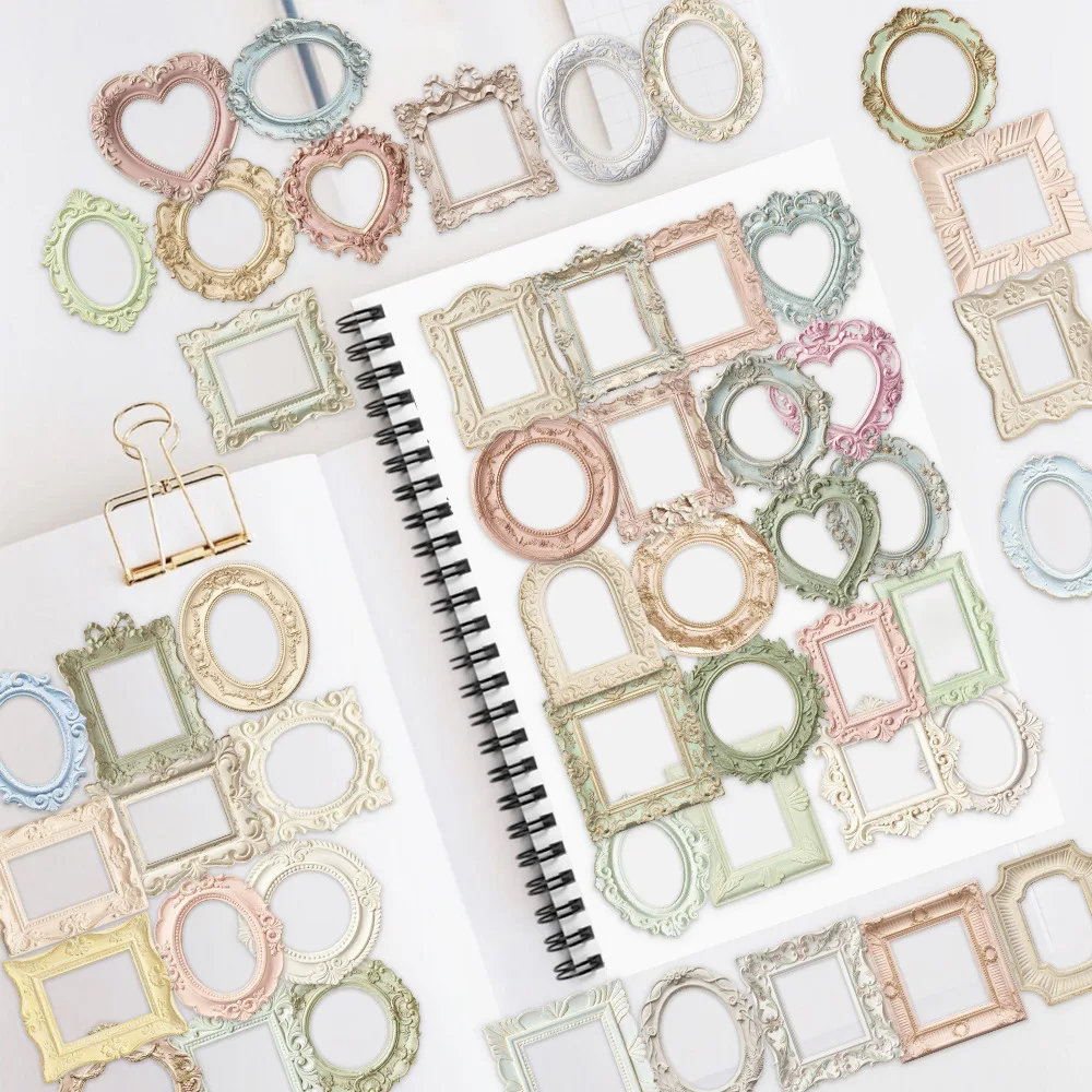 10/30/50 PCS Retro Album Painting Frame Sticker Bag Old Years Trace Creative DIY Scrapbooking Collages Decorative Materials