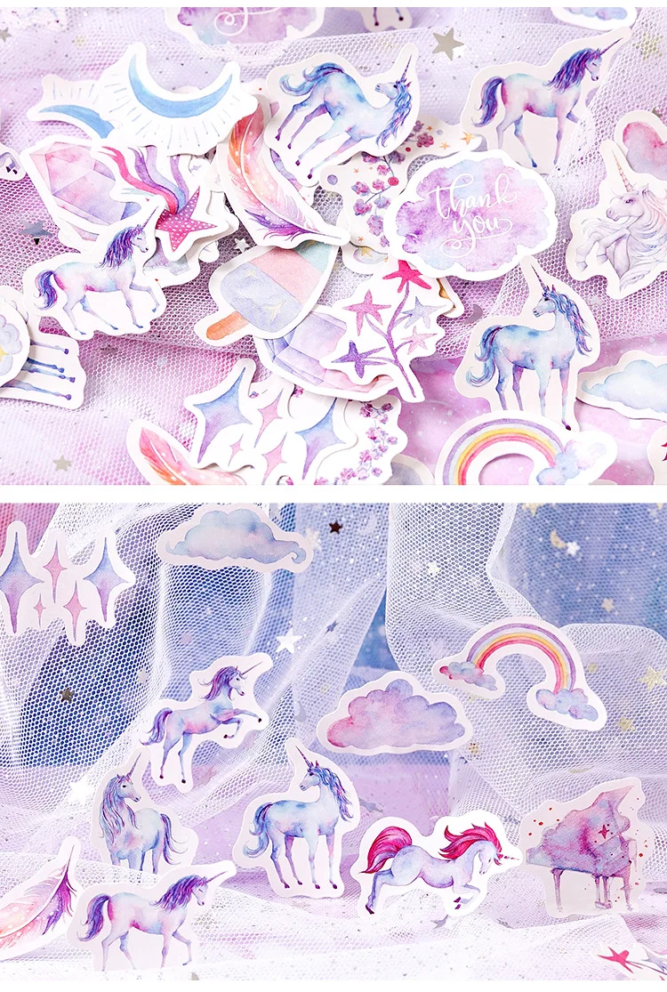 46pcs Kawaii Flower Poetry Stickers Cute Diary Labels DIY Scrapbooking Stationery Decorations