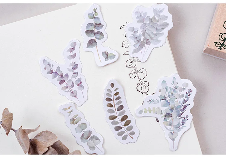 46pcs Kawaii Flower Poetry Stickers Cute Diary Labels DIY Scrapbooking Stationery Decorations