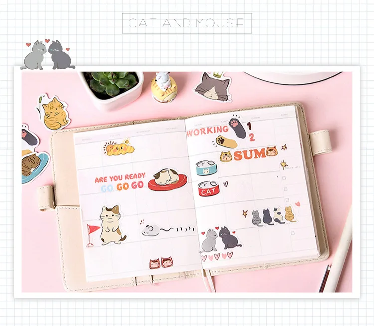 46pcs Kawaii Flower Poetry Stickers Cute Diary Labels DIY Scrapbooking Stationery Decorations