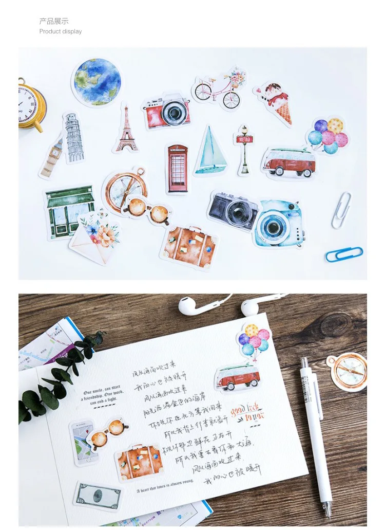 46pcs Kawaii Flower Poetry Stickers Cute Diary Labels DIY Scrapbooking Stationery Decorations