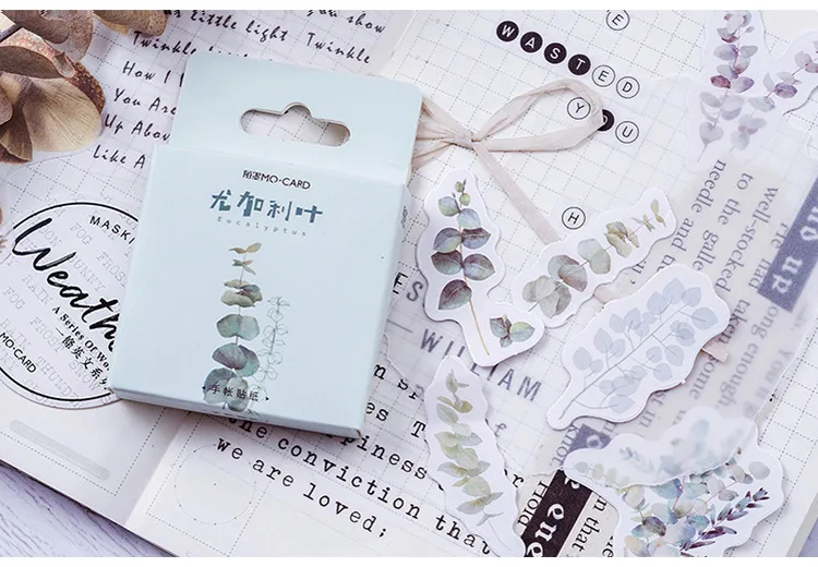 46pcs Kawaii Flower Poetry Stickers Cute Diary Labels DIY Scrapbooking Stationery Decorations