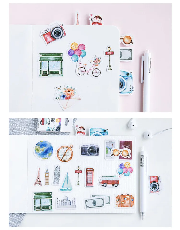 46pcs Kawaii Flower Poetry Stickers Cute Diary Labels DIY Scrapbooking Stationery Decorations
